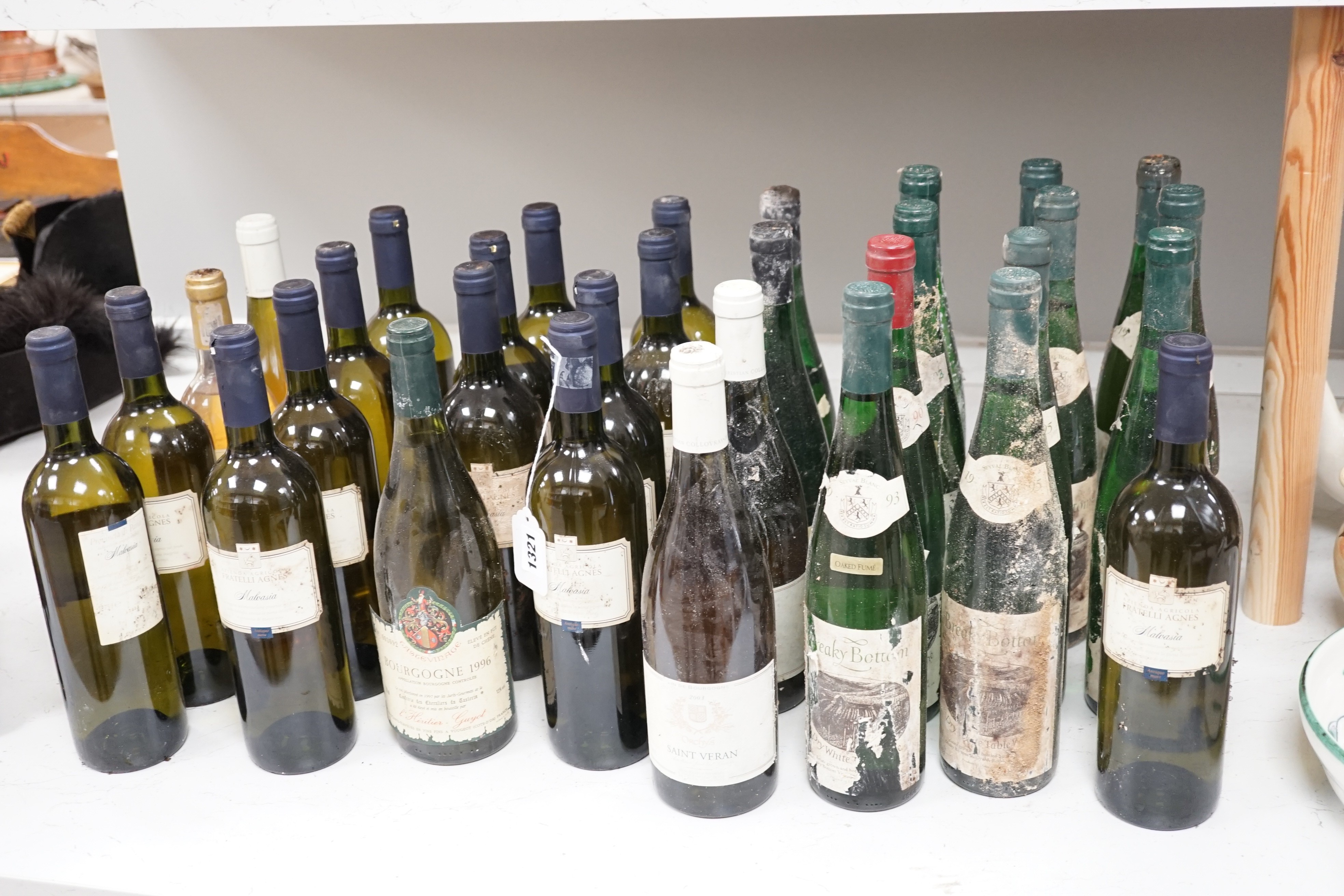 11 bottles of Breaky Bottom white wine and 14 bottles of Fratelli Agnes white wine plus other various wines (32 in total)